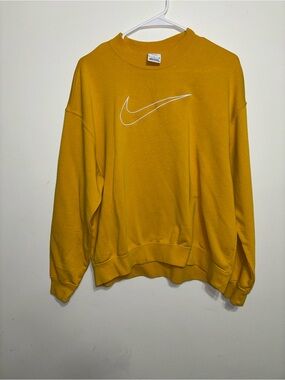 Nike Women's Mustard Yellow Crewneck Sweatshirt